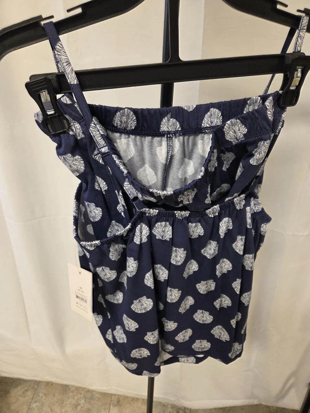 Navy Shell-Print Spaghetti Strap Cami Top Pajama Set